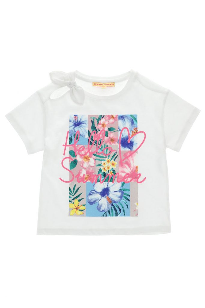 Tropical pastel girl t-shirt with knot