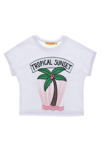 Tropical pastel girl t-shirt with sequins 1