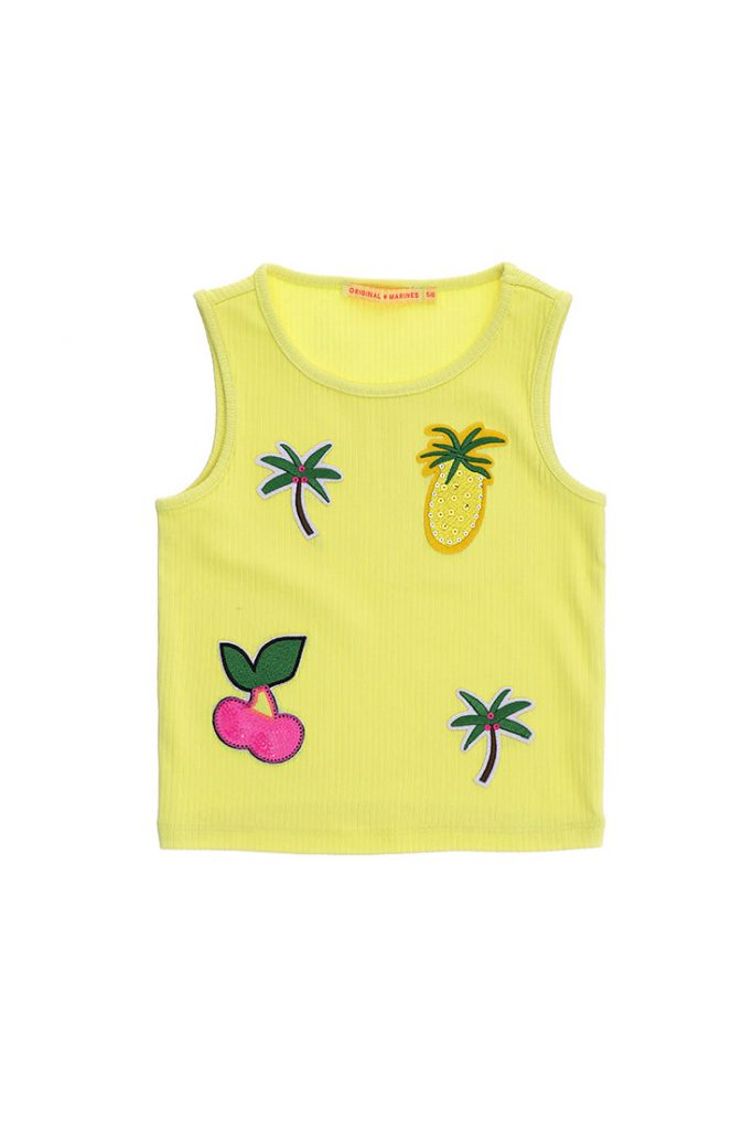 Tropical pastel girl crop top with patch