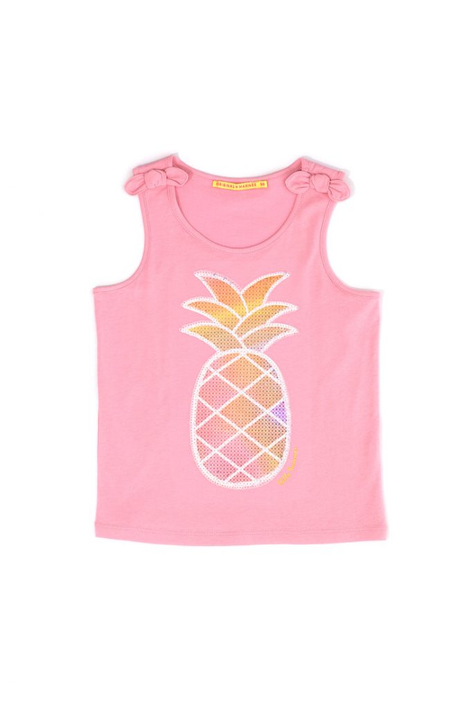 Tropical pastel girl short top with glitter