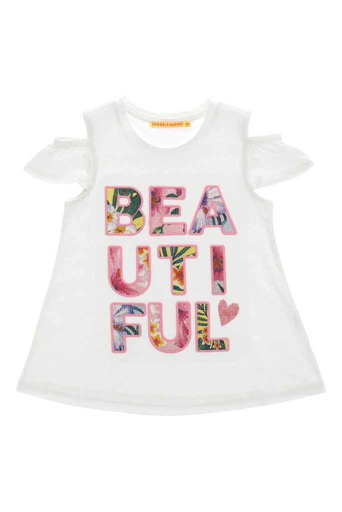 Tropical pastel girl t-shirt with sequins 2