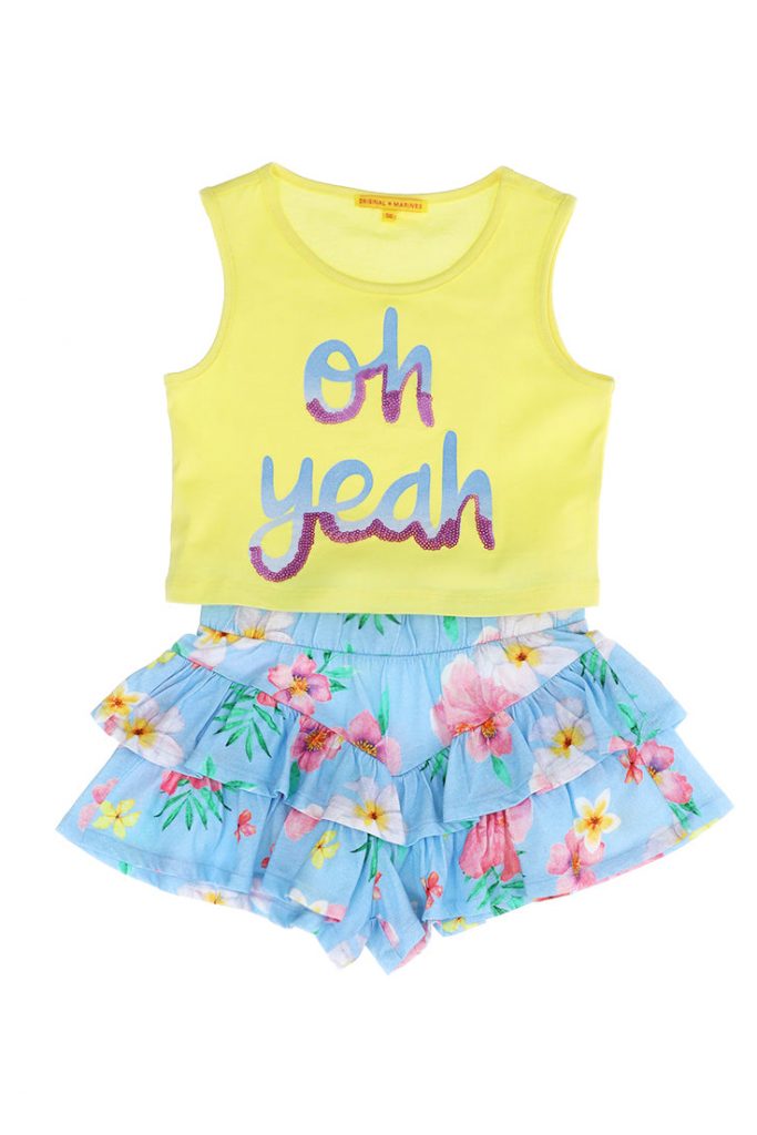 Tropical pastel girl set tops and shorts 1