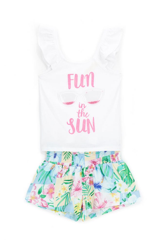 Tropical pastel girl set tops and shorts 2
