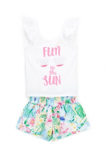 Tropical pastel girl set tops and shorts 2