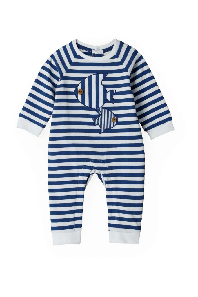 Deep blues new born boy romper with prints