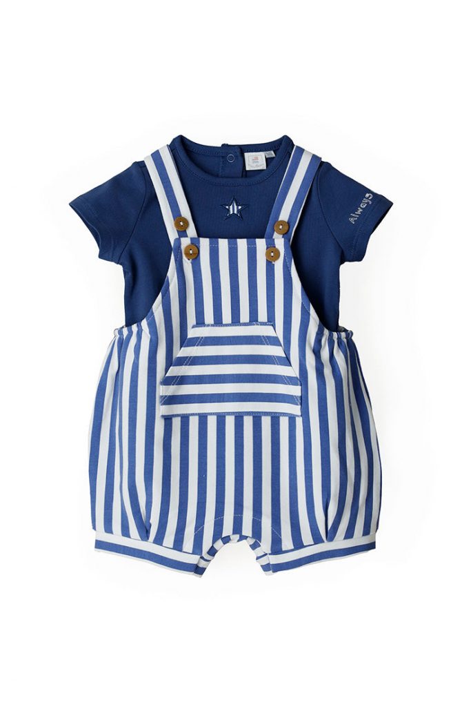 Deep blues new born boy t-shirt and overalls set