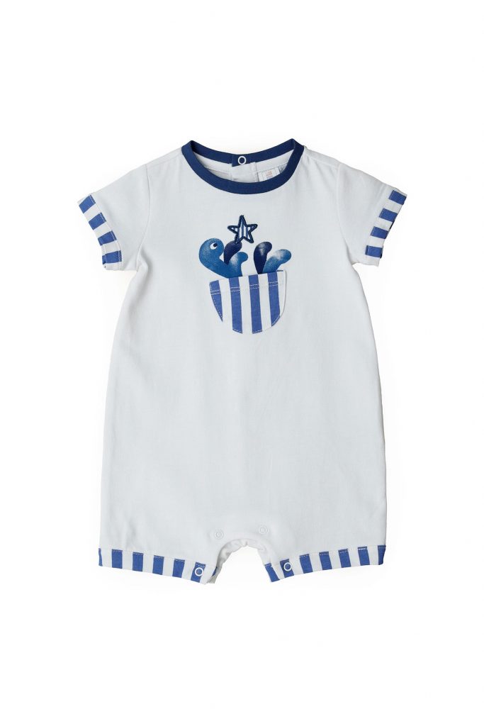 Deep blues new born boy romper with flapes