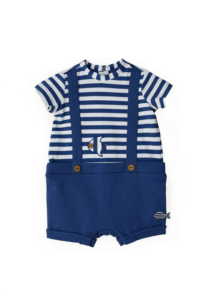 Deep blues new born boy fake dungarees