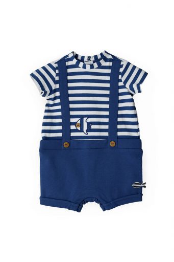Deep blues new born boy fake dungarees