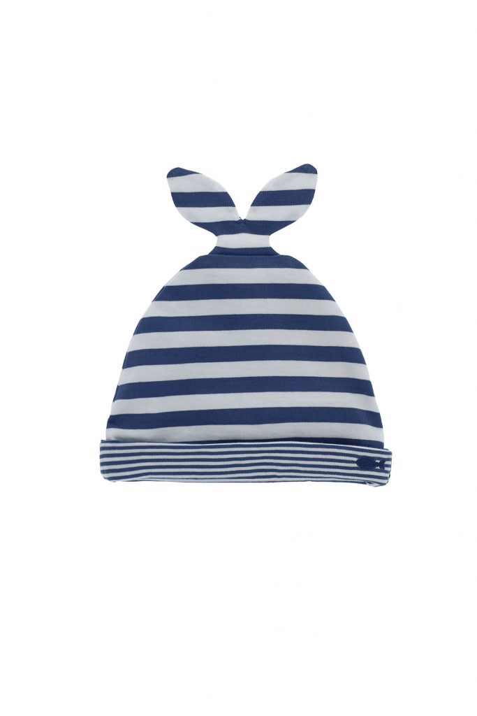 Deep blues new born boy yarn dyed hat