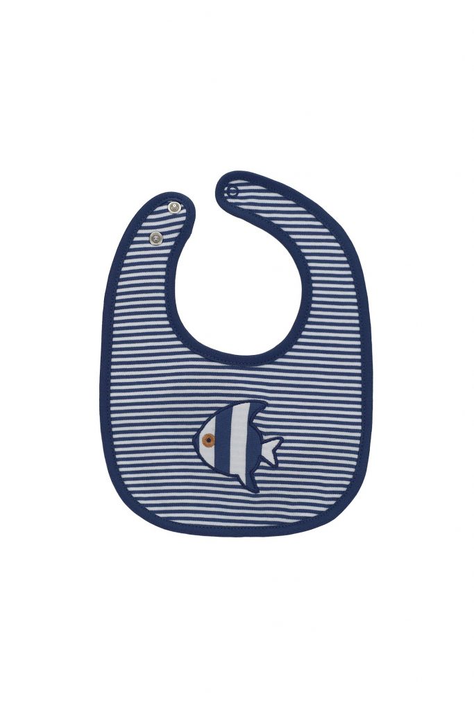 Deep blues new born boy bib with embroidery