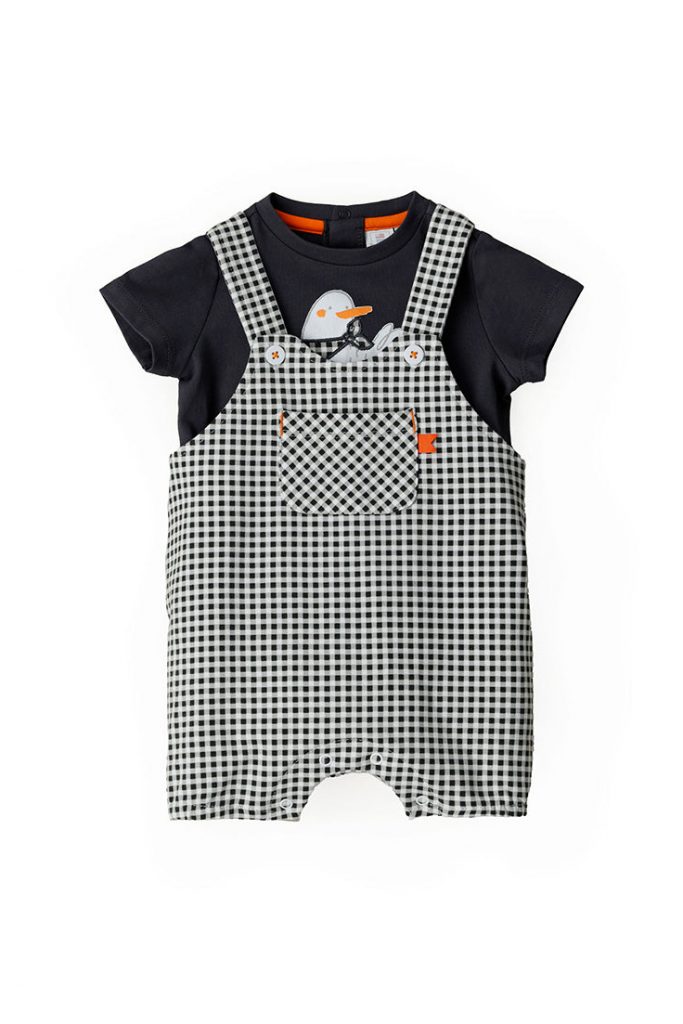 Blacky blaze new born boy t-shirt and overalls set 1