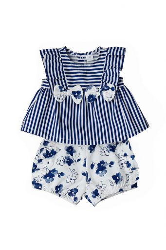 Deep blues new born girl blouse and shorts set