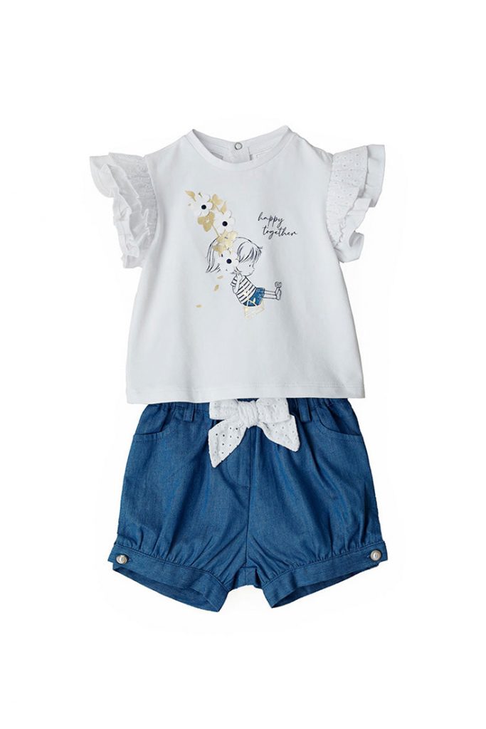 Deep blues new born girl t-shirts and shorts sets 5