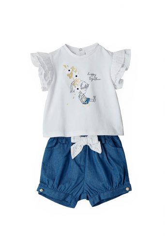 Deep blues new born girl t-shirts and shorts sets 5