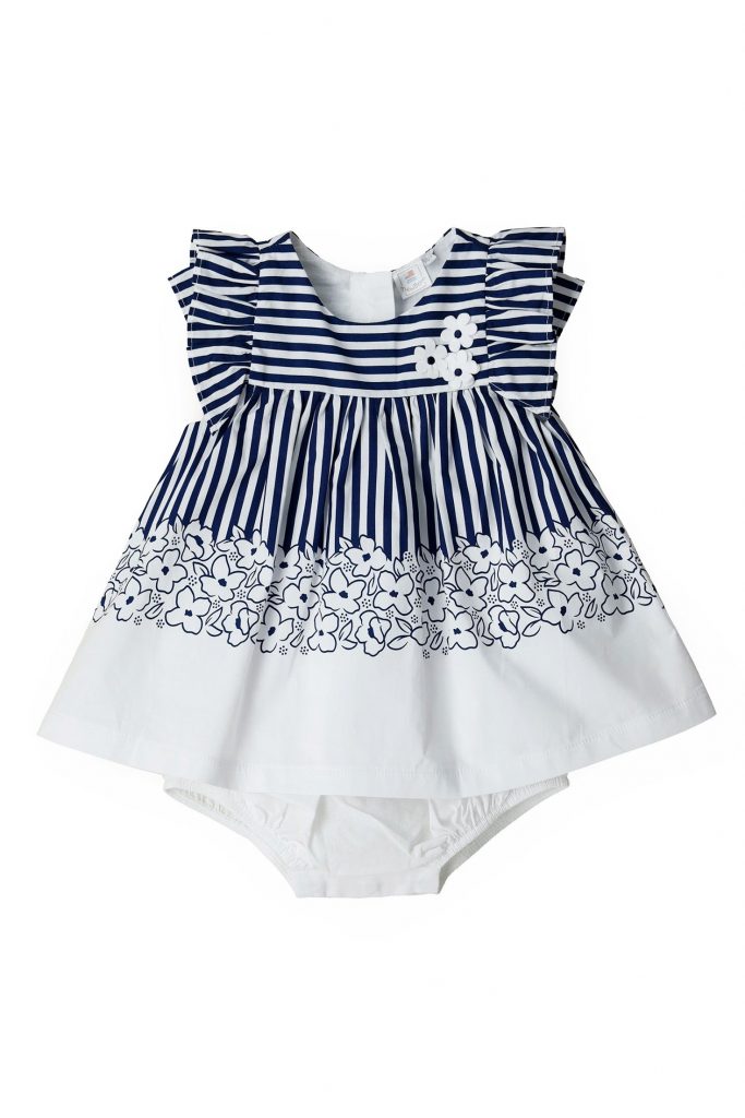 Deep blues new born girl dress and slip set