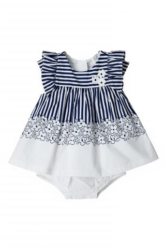 Deep blues new born girl dress and slip set