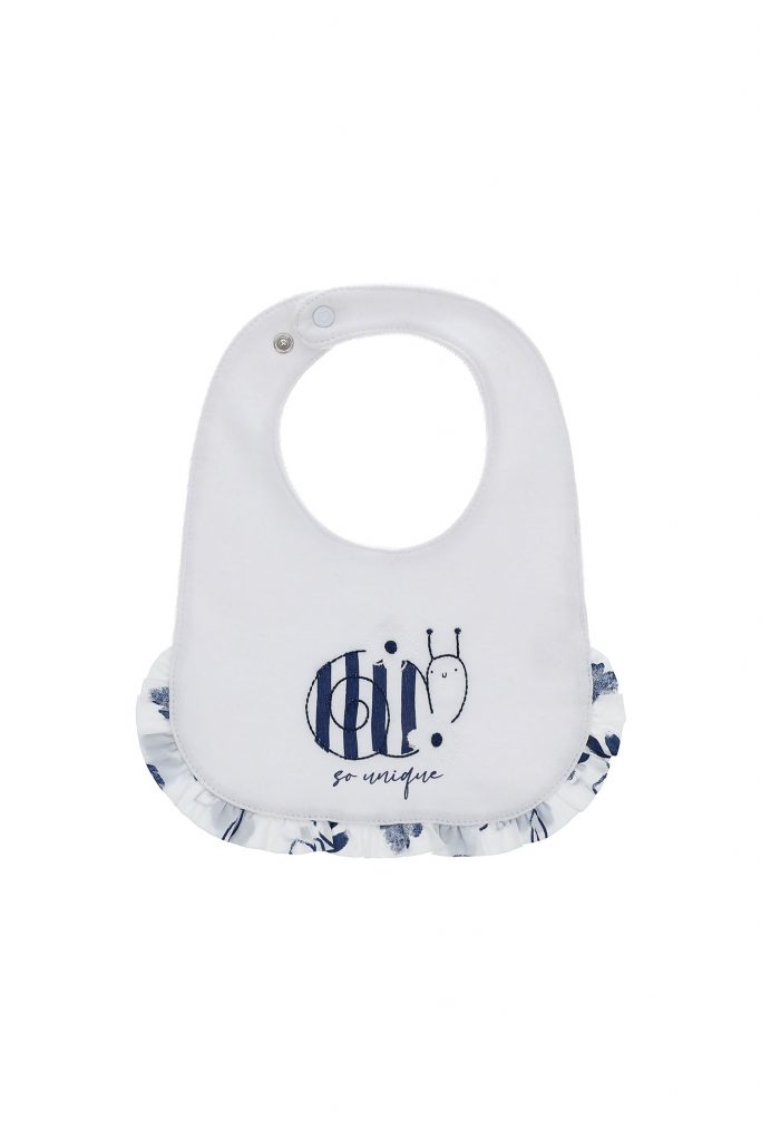 Deep blues new born girl cotton bib
