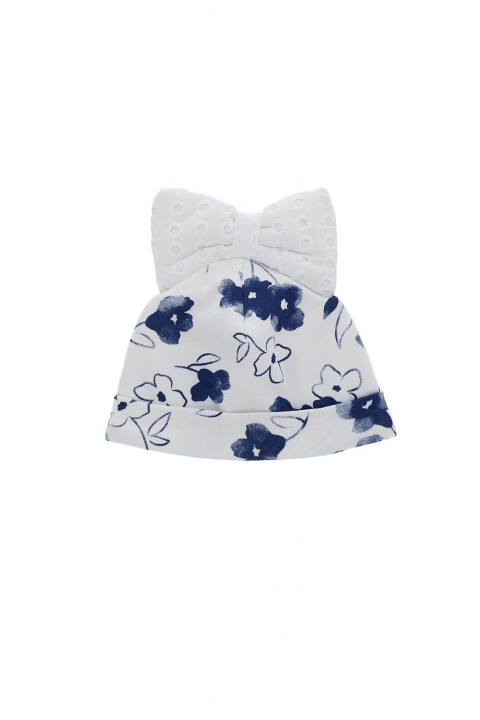 Deep blues new born girl cap with bow