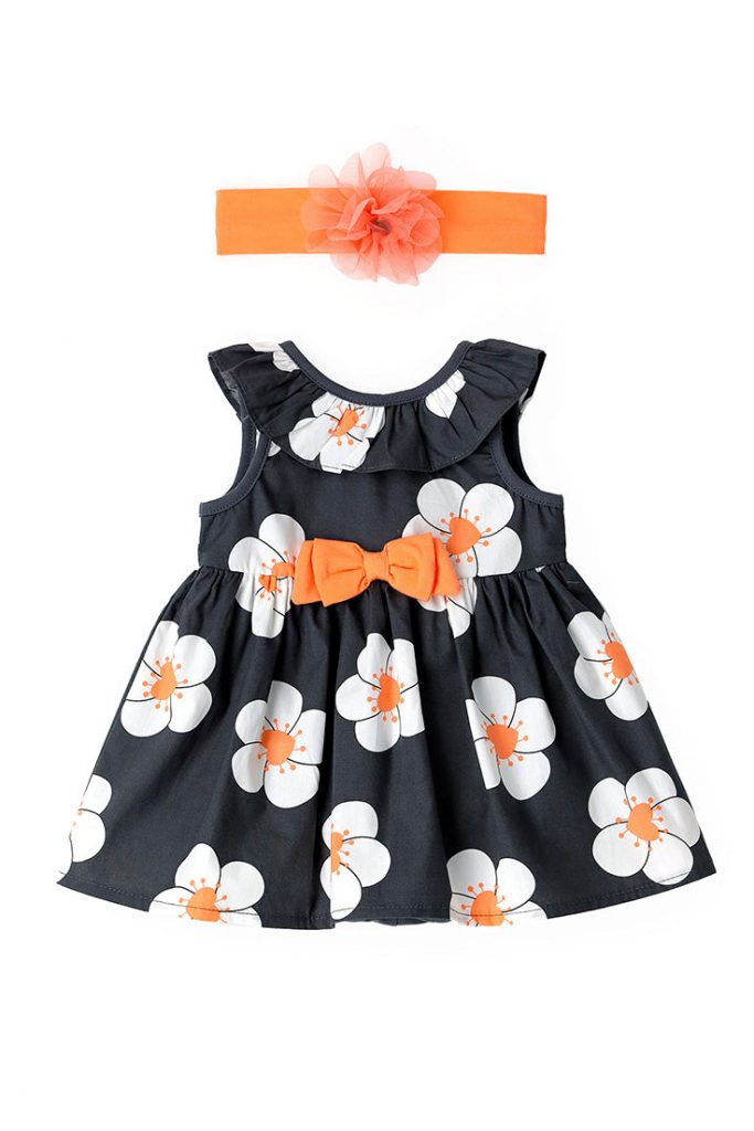 Blacky blaze new born girl dress with bow
