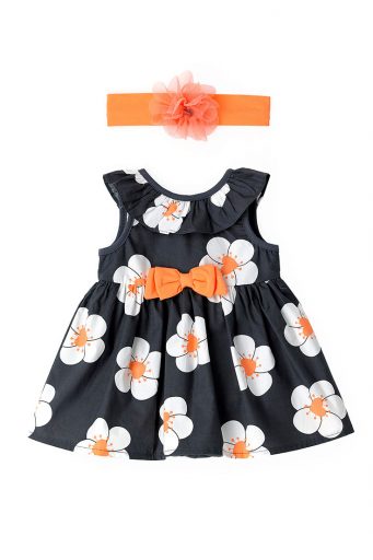 Blacky blaze new born girl dress with bow