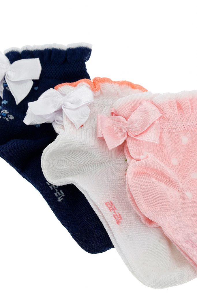Basico spring baby girl tri-pack socks with bow 1