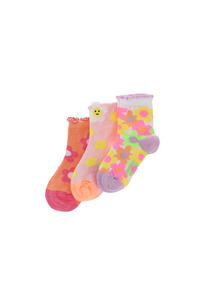 Basico spring baby girl tri-pack socks with bow 2