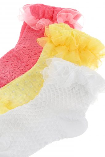 Basico spring baby girl tri-pack perforated socks