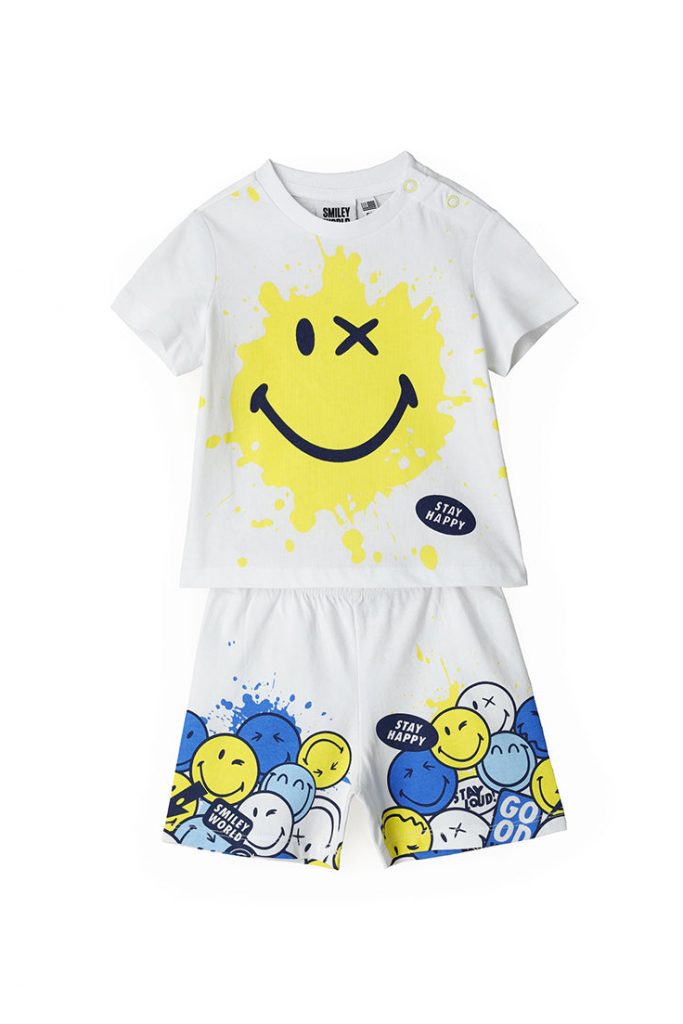 Good night baby boy smiley short pajamas 1