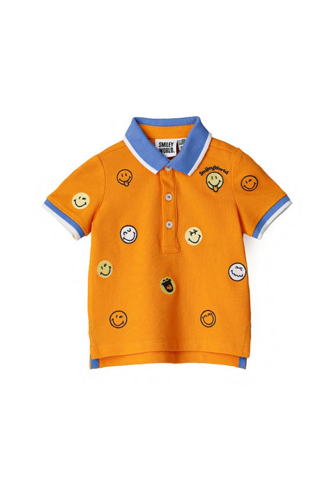 Indigo varsity baby boy smiley piquet polo shirt