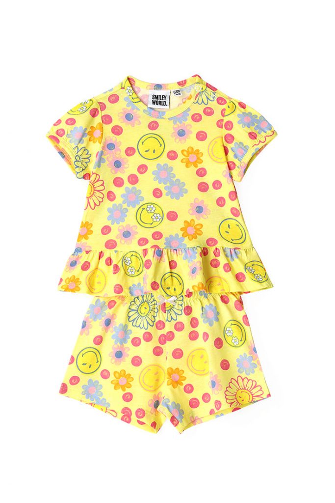 Good night baby girl smiley short pajamas 2