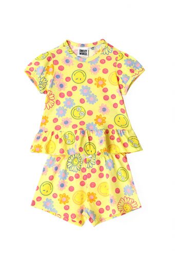 Good night baby girl smiley short pajamas 2