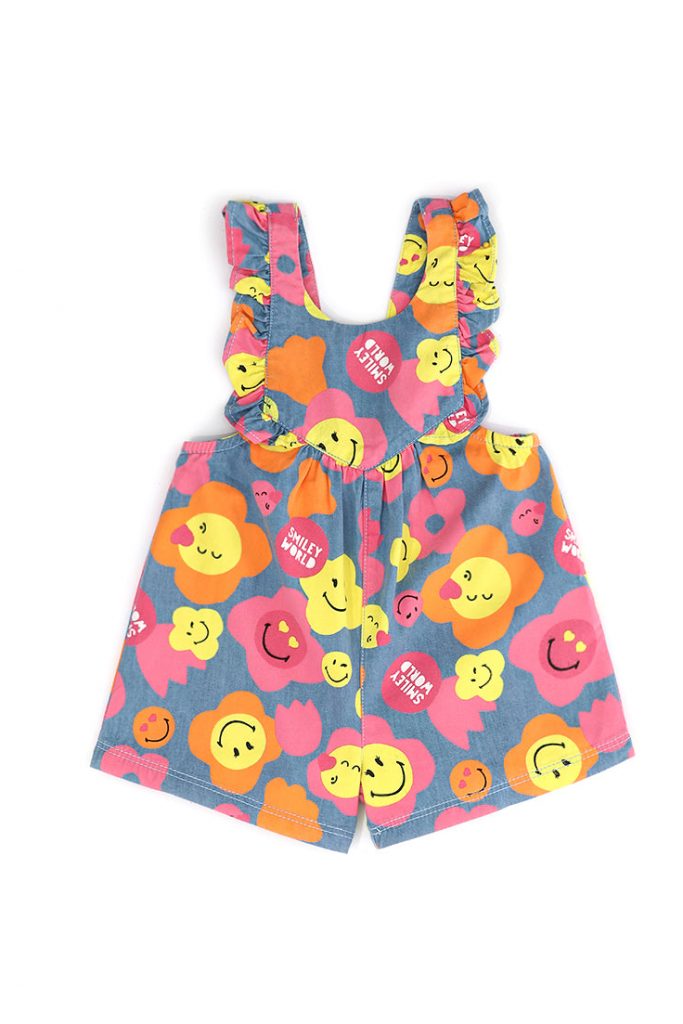Jolla beach baby girl overalls with smiley print