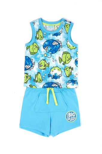 Shark shock baby boy tank top and shorts set