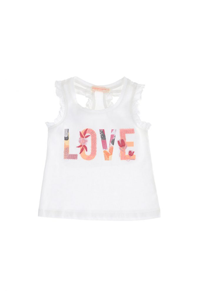 Peach sunrise baby girl tank top with ruffles 2