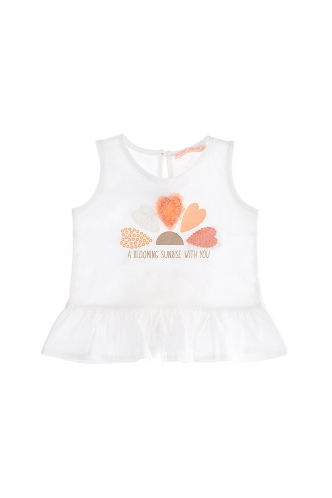Peach sunrise baby girl tank top with ruffles 1