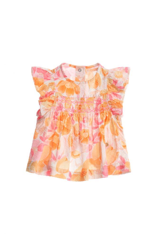 Peach Sunrise Baby girl Allover Printed Blouse