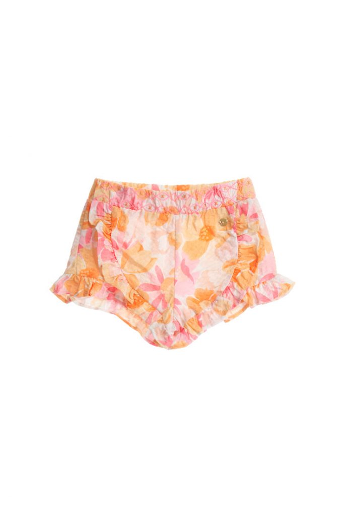 Peach Sunrise Baby girl Cotton Bermuda Shorts