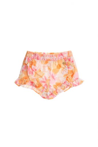 Peach Sunrise Baby girl Cotton Bermuda Shorts