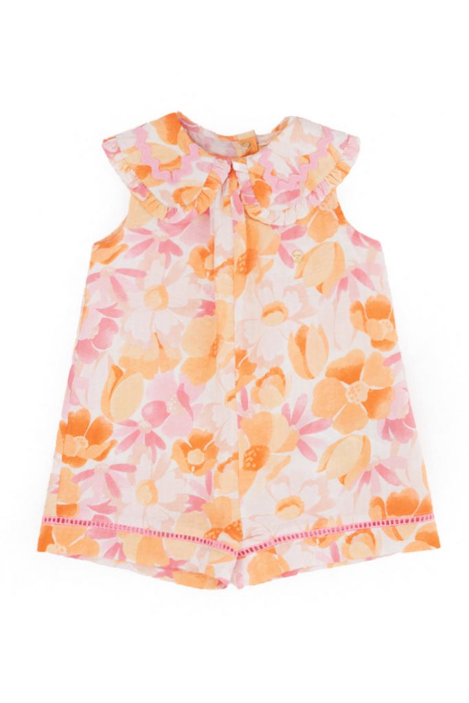Peach Sunrise Baby girl Cotton Overalls