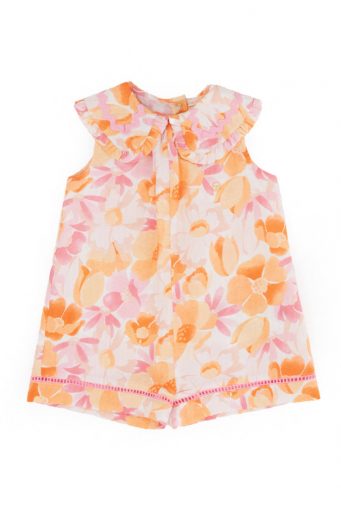 Peach Sunrise Baby girl Cotton Overalls