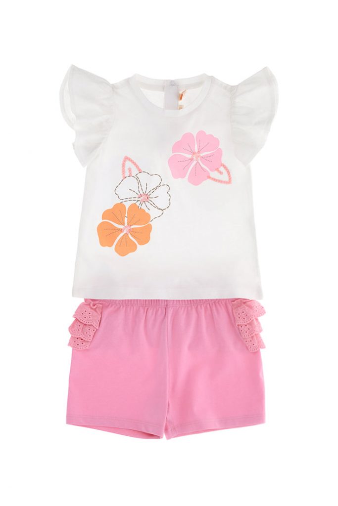 Peach sunrise baby girl t-shirt and short set 5
