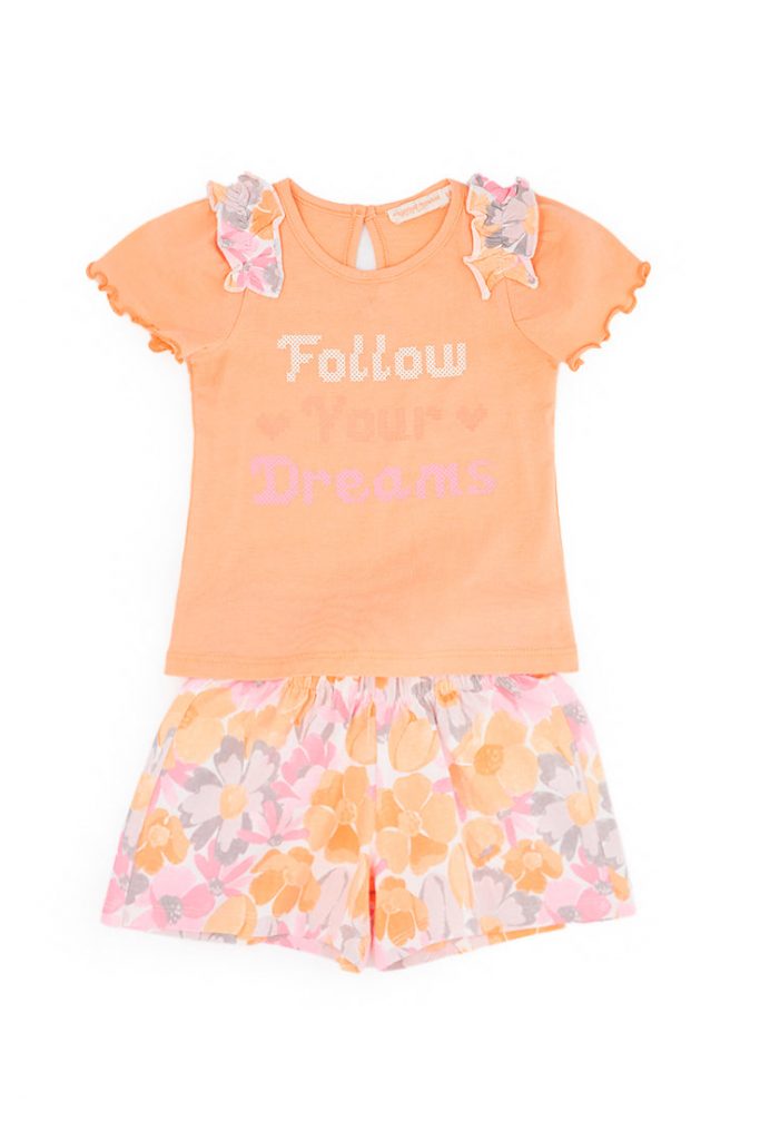 Peach sunrise baby girl t-shirt and short set 6