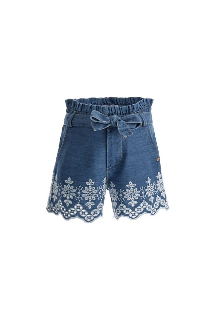 Romantic Day Girl Bermuda Jeans With Embroidery