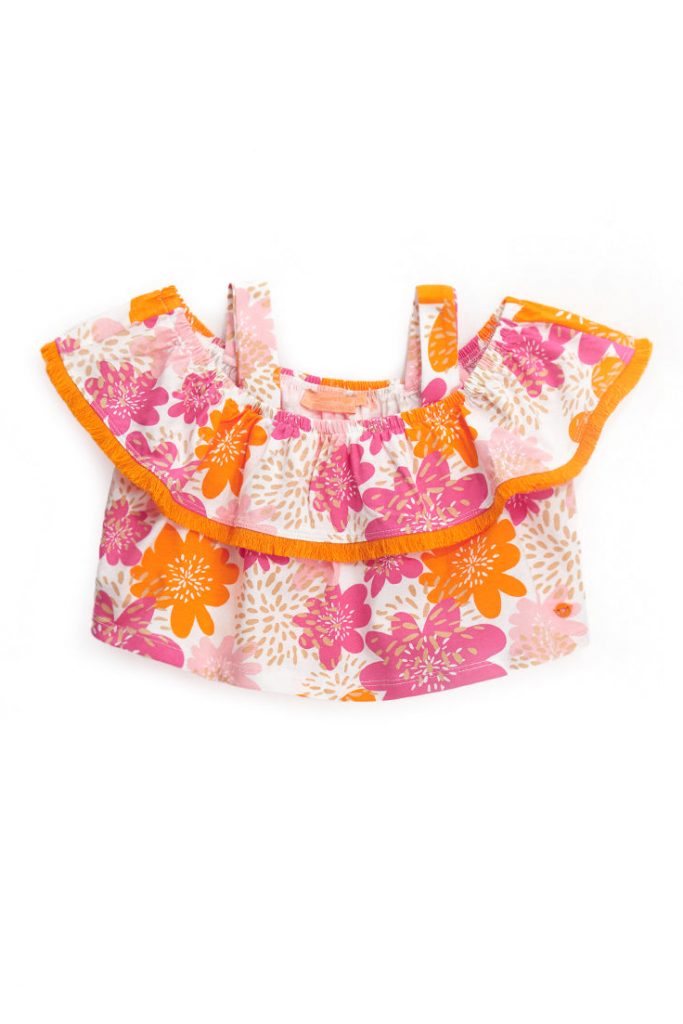 Boho picnic girl top with ruffles