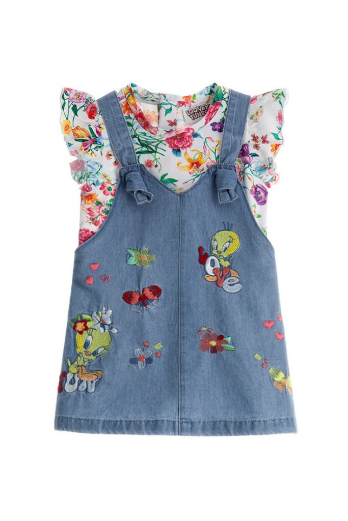 Colorfully baby girl warner tweety overall set