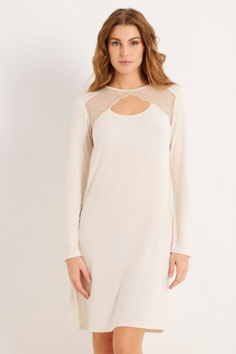 Modal / Lace Woman Long Sleeve Nightshirt