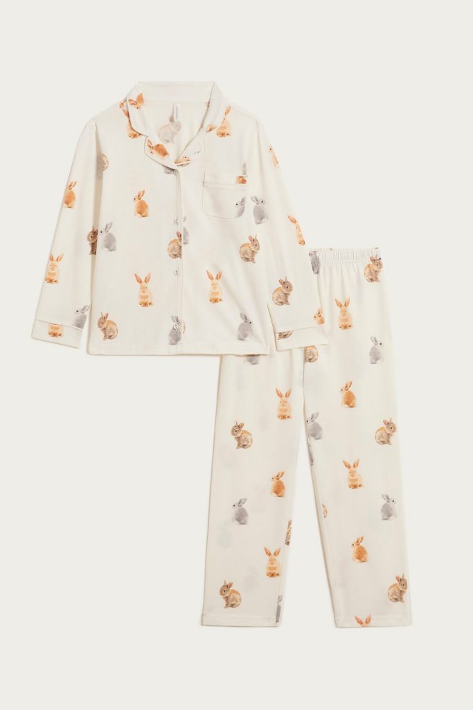 Funny Bunny Girl Long-Pyjamas With Front Opening 1