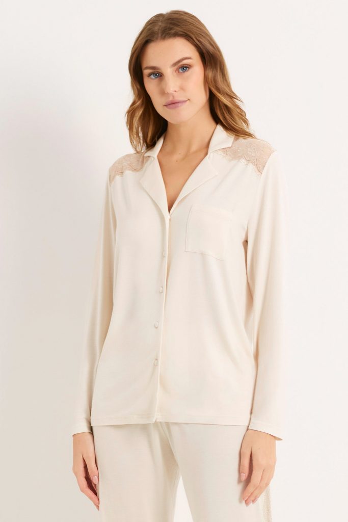 Modal / Lace Woman Long Sleeve T Shirt 1