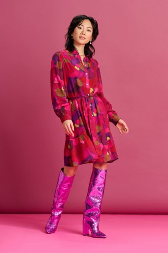DRESS – Brushwork Fiery Pink